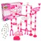 Marble Genius Marble Run Starter Set STEM Toy for Kids Ages 4-12 - 130 Complete Pieces (80 Translucent Marbulous Pieces and 50 Glass Marbles), Construction Building Block Toys, Pink,